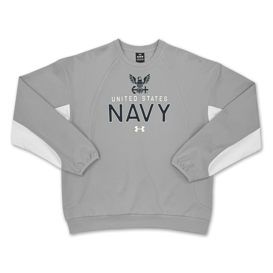 Navy Under Armour Icon Double Knit Fleece Crew (Grey)