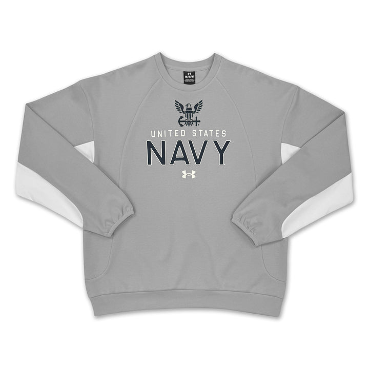 Navy Under Armour Icon Double Knit Fleece Crew (Grey)