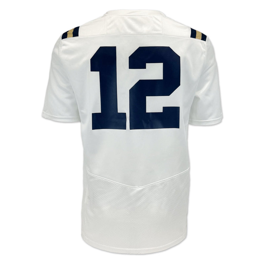 Navy Under Armour Sideline Replica #12 Football Jersey (White)