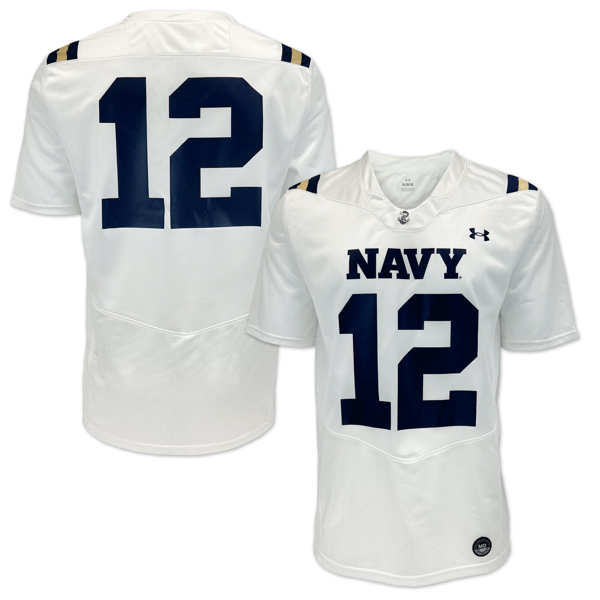 Navy Under Armour Sideline Replica #12 Football Jersey (White) Navy Under Armour Sideline Replica #12 Football Jersey (White)
