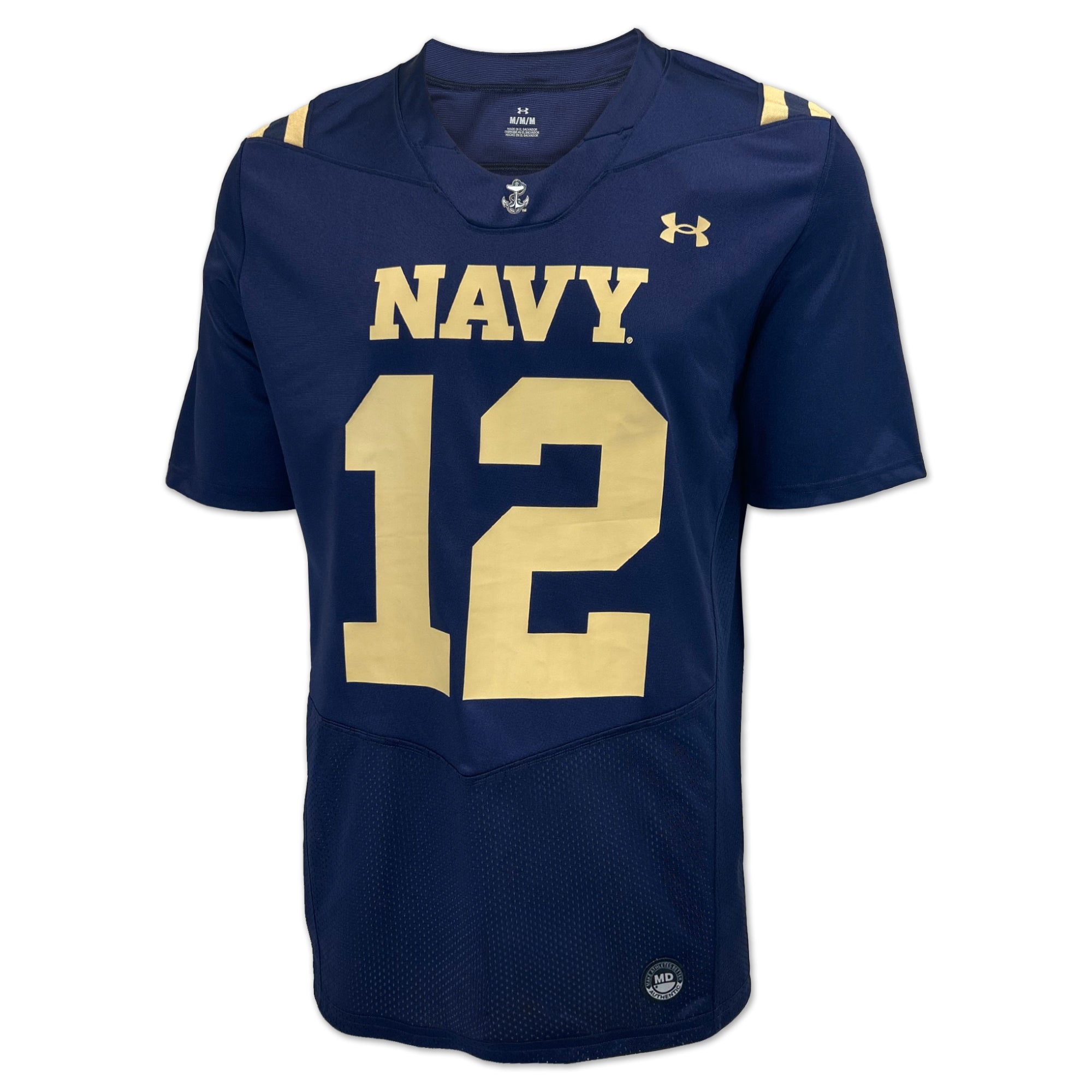 Navy Under Armour Sideline Replica #12 Football Jersey (Navy