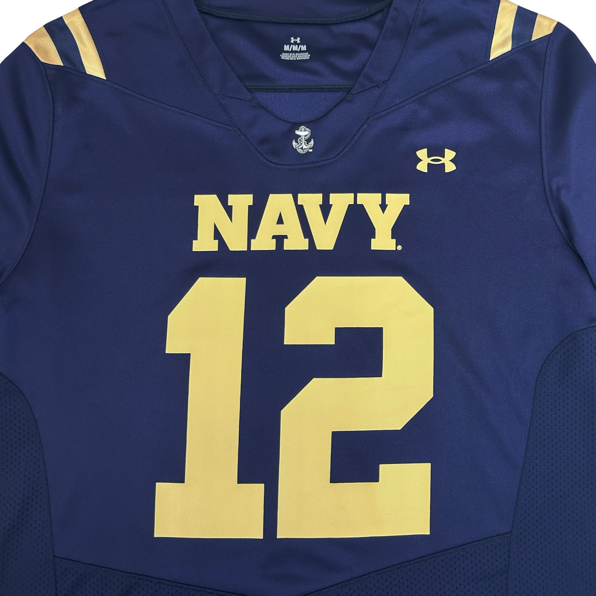 Navy Under Armour Sideline Replica #12 Football Jersey (Navy