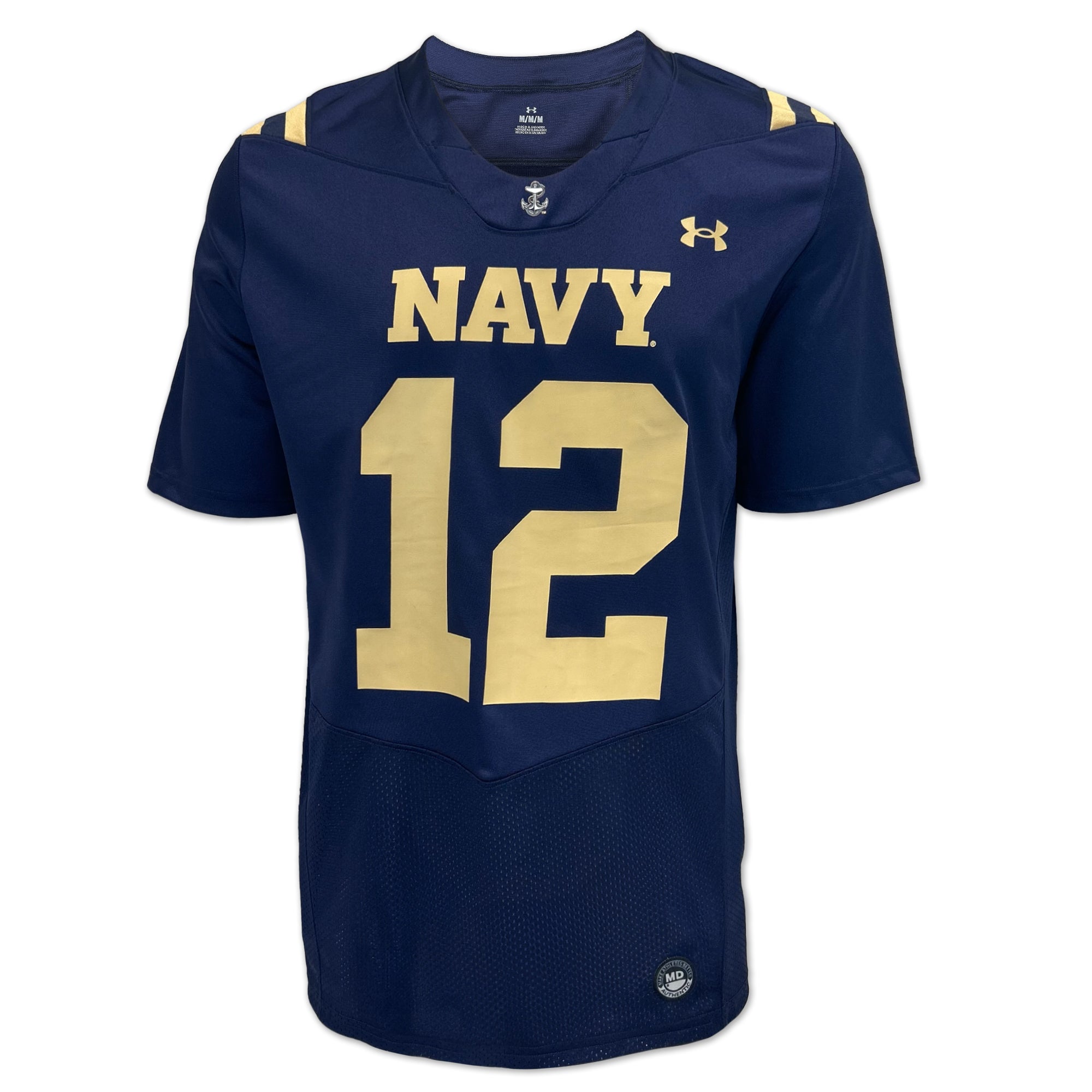 Navy Under Armour Sideline Replica #12 Football Jersey (Navy
