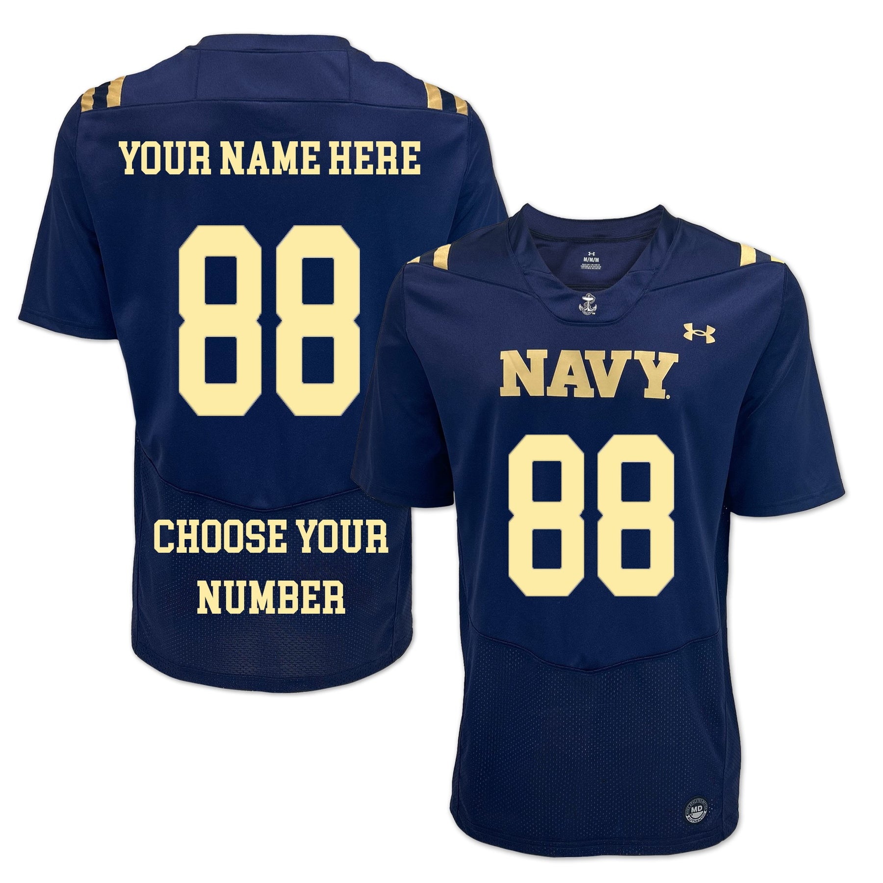 Under Armour Men's Navy Midshipmen #12 Navy Replica Football Jersey, Small, Blue