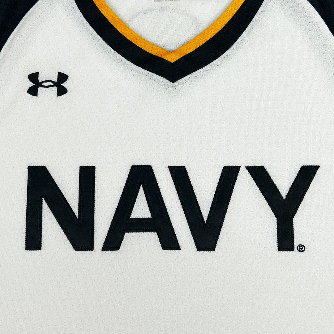 Navy Custom Under Armour Baseball Replica Jersey (White)