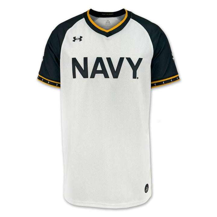Navy Under Armour Baseball Replica Jersey (White)