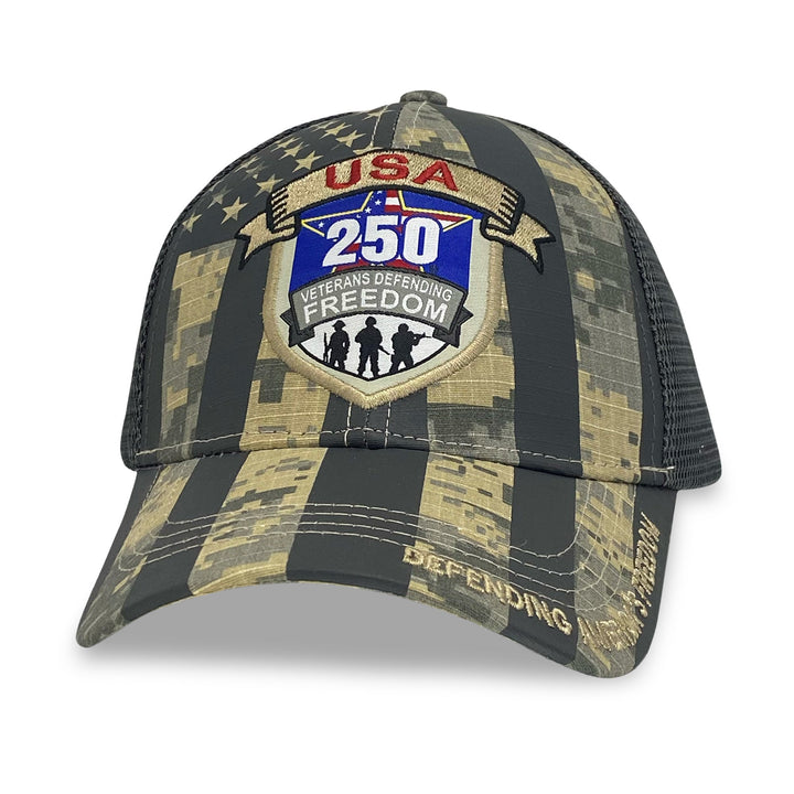 USA 250 Veterans Defending Freedom Mesh Back Hat