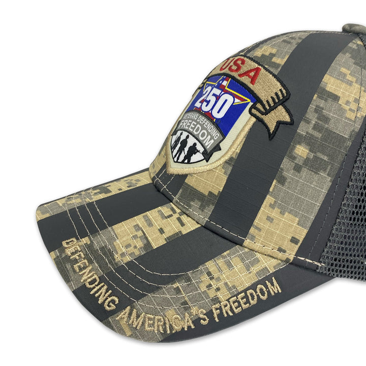 USA 250 Veterans Defending Freedom Mesh Back Hat