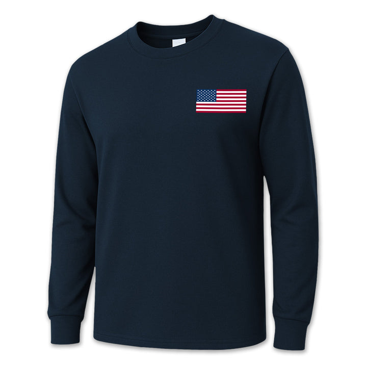USA Flag Left Chest Long Sleeve T-Shirt