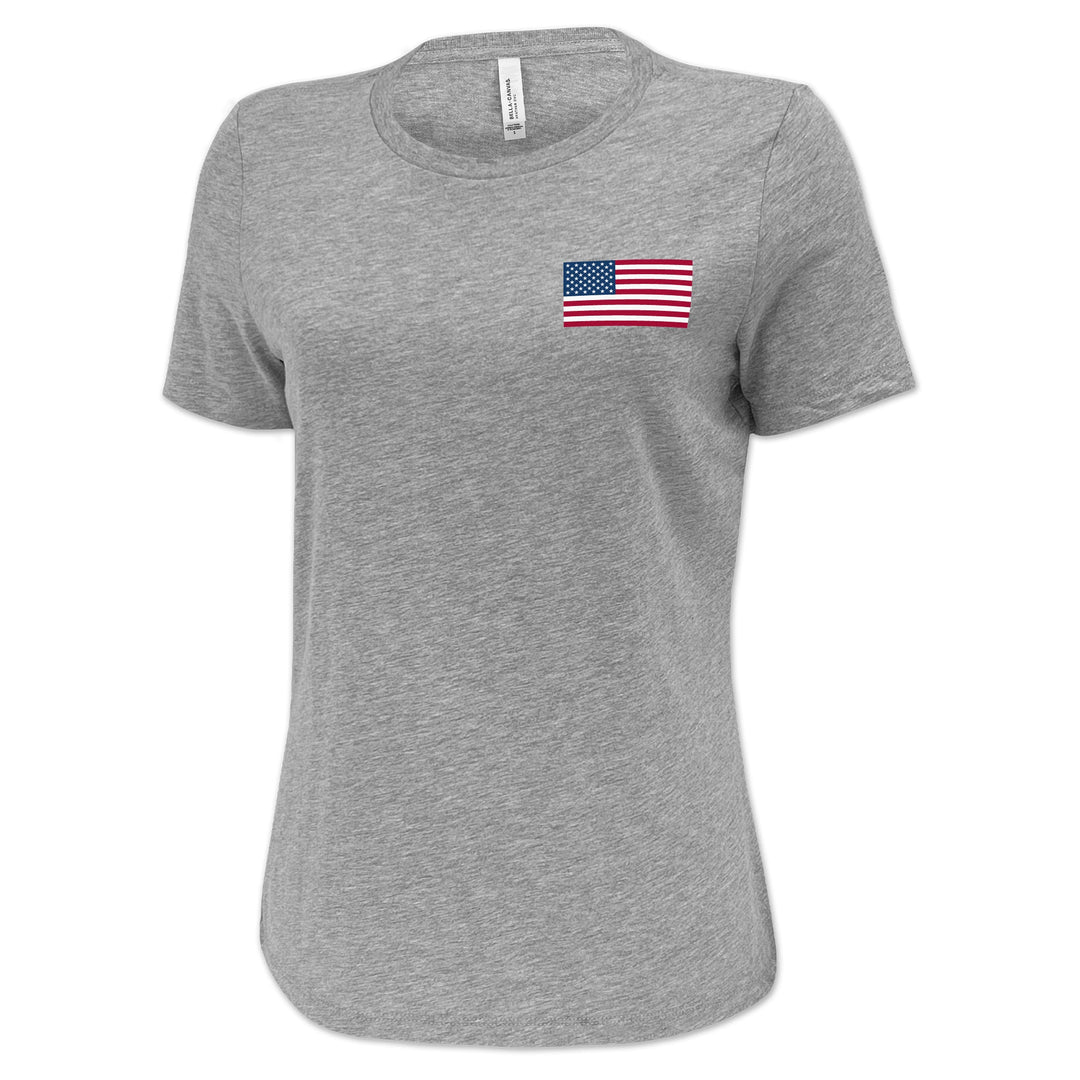 USA Flag Ladies Left Chest T-Shirt