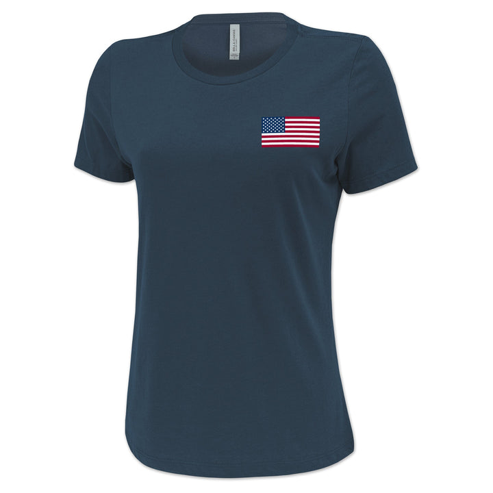 USA Flag Ladies Left Chest T-Shirt