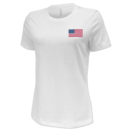 USA Flag Ladies Left Chest T-Shirt