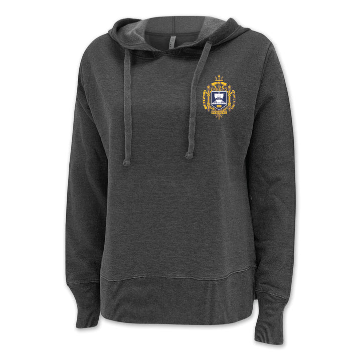 Pick Your Design USNA Ladies Hooded Sweatshirt (Washed Black)