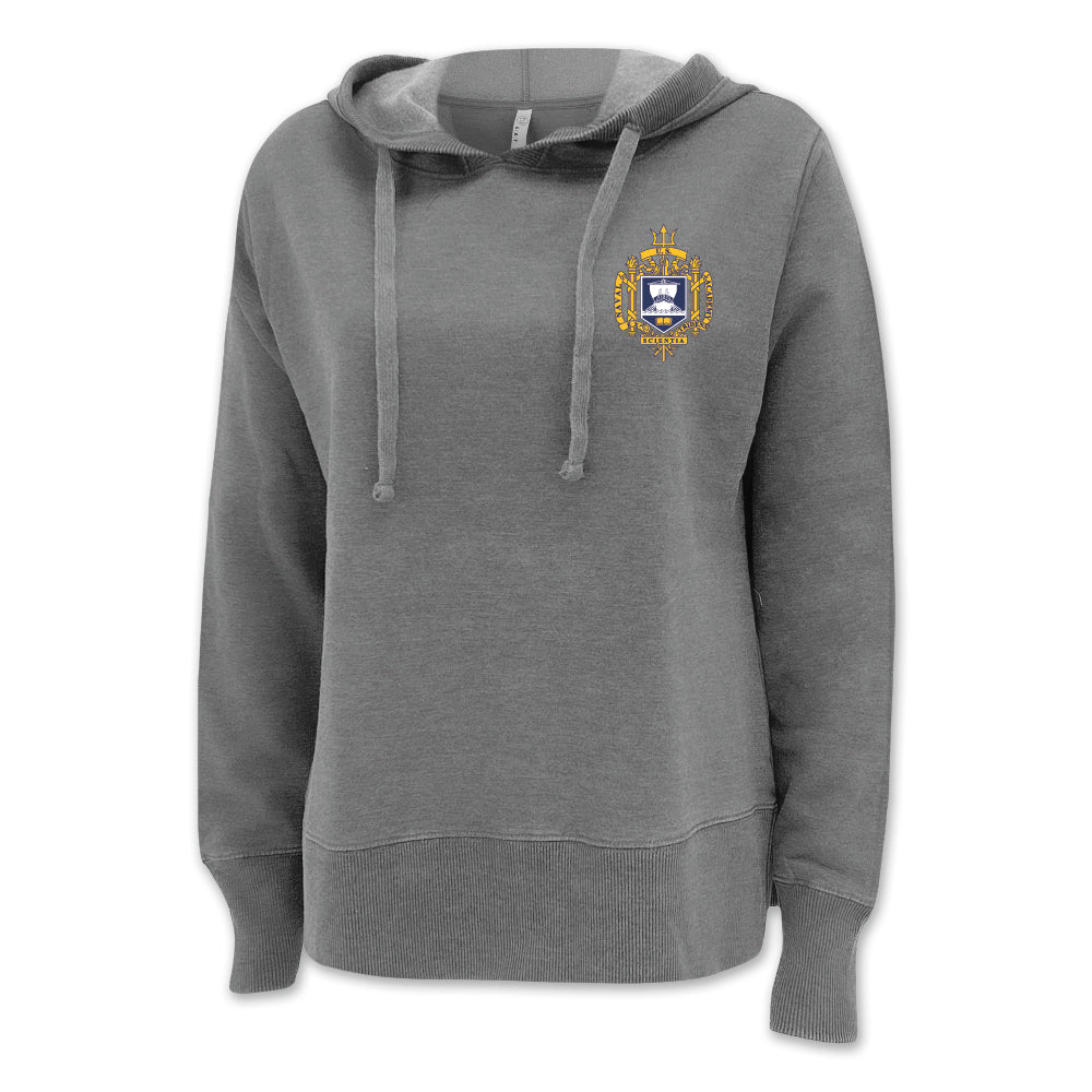 Pick Your Design USNA Ladies Hooded Sweatshirt (Washed Grey)