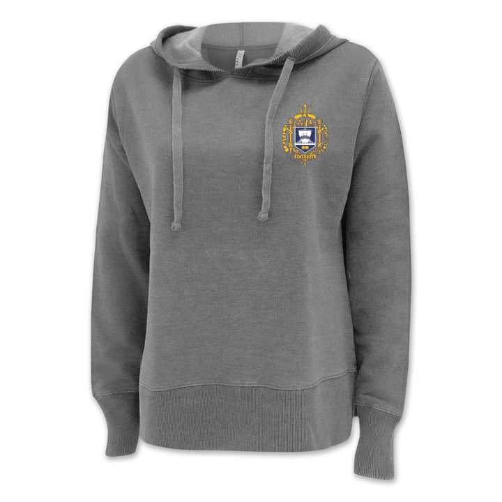 Pick Your Design USNA Ladies Hooded Sweatshirt (Washed Grey)