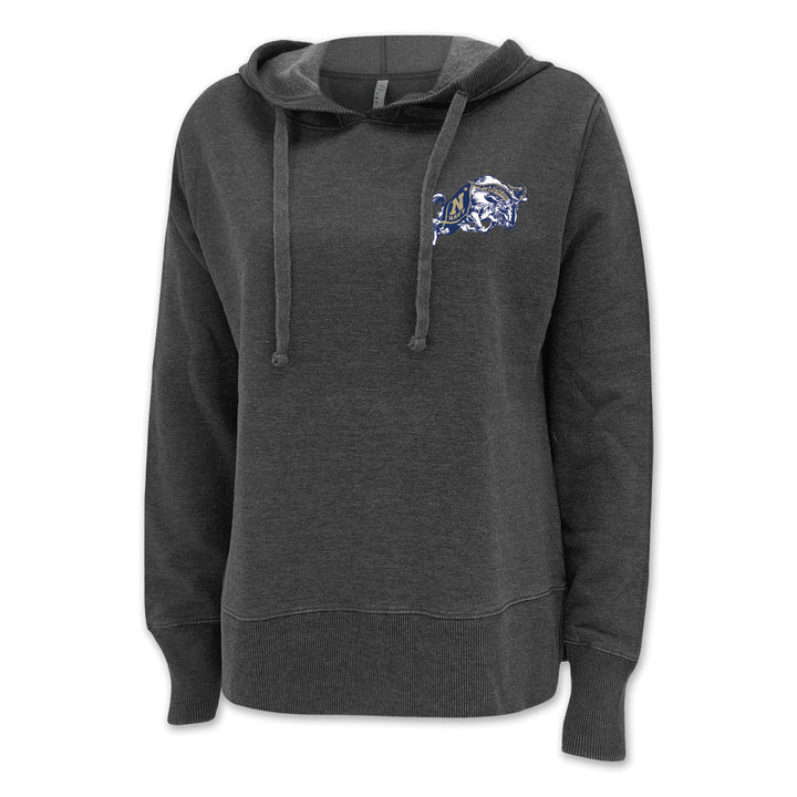 Pick Your Design USNA Ladies Hooded Sweatshirt (Washed Black)