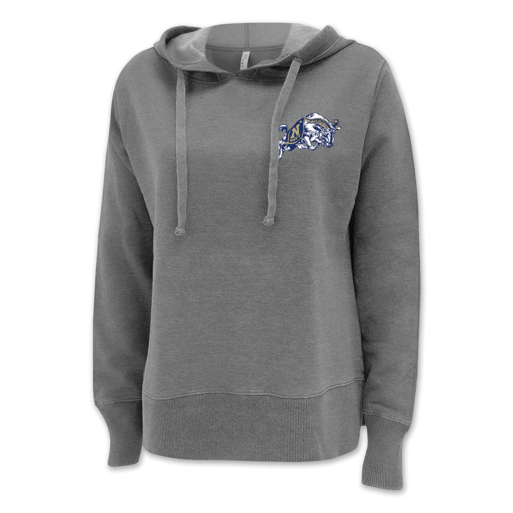 Pick Your Design USNA Ladies Hooded Sweatshirt (Washed Grey)