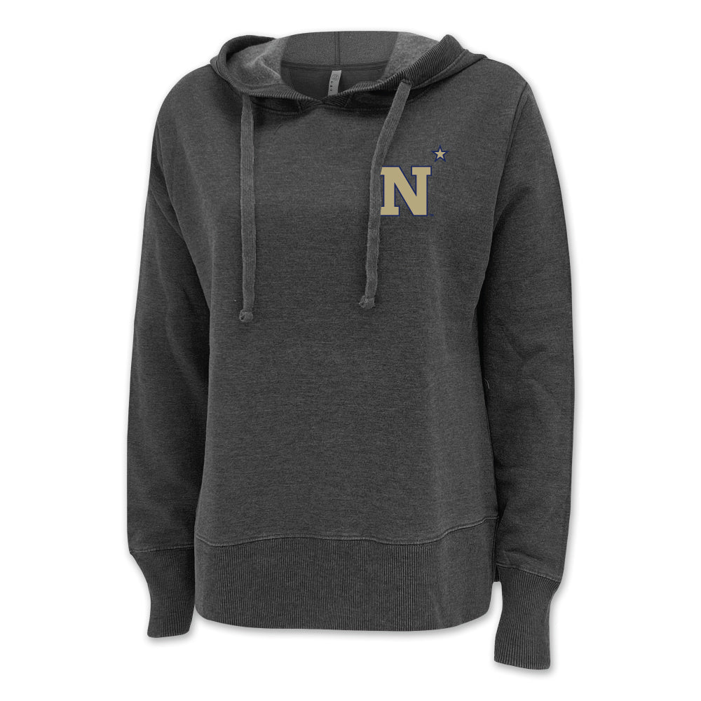 Pick Your Design USNA Ladies Hooded Sweatshirt (Washed Black)