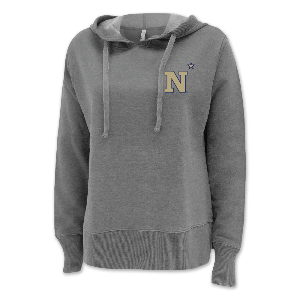 Pick Your Design USNA Ladies Hooded Sweatshirt (Washed Grey)