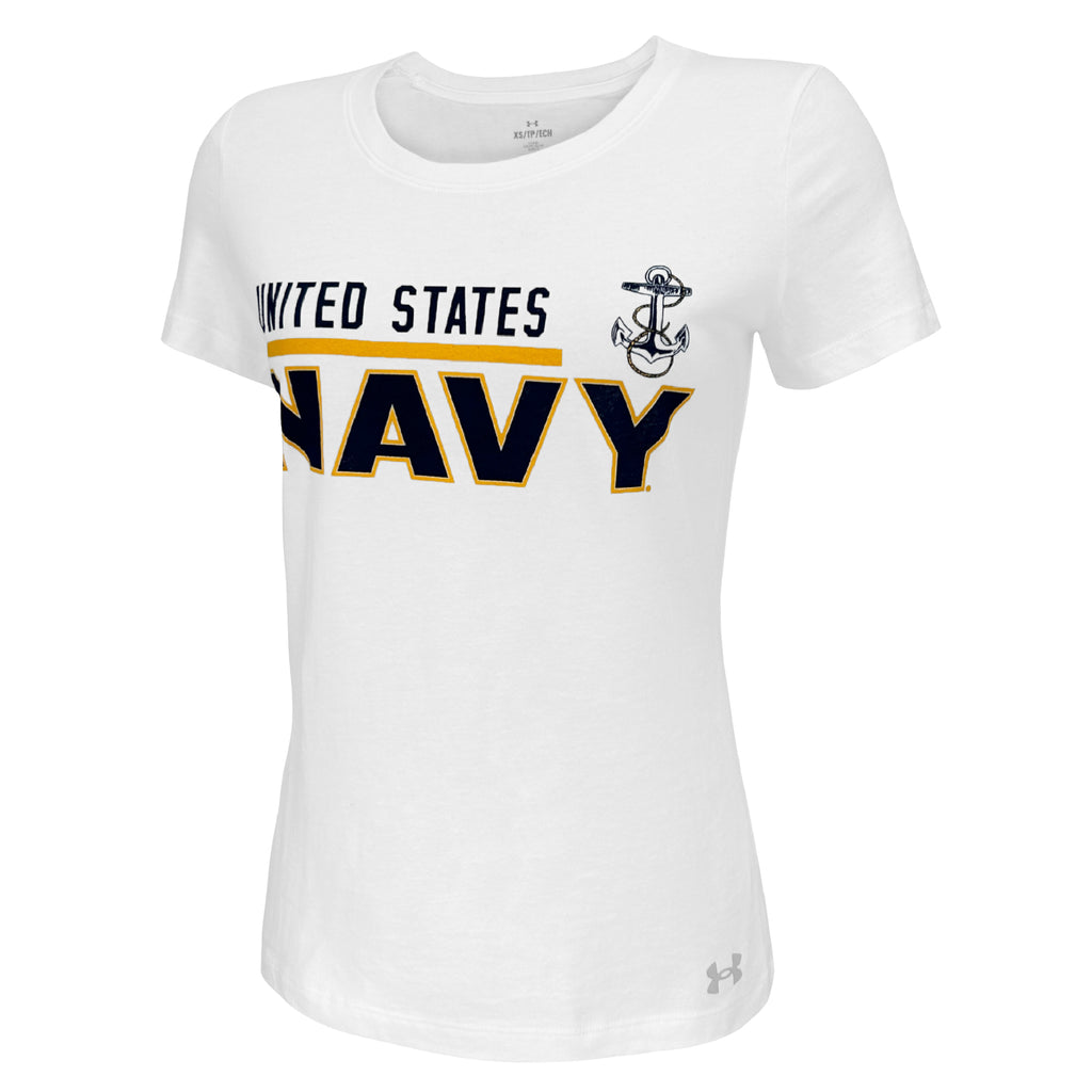 United States Navy Ladies Under Armour T-Shirt (White)