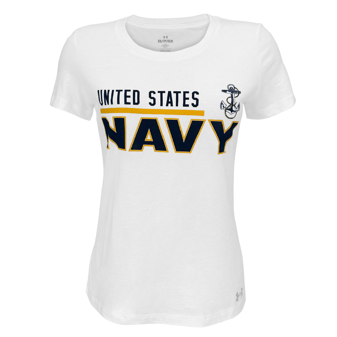 United States Navy Ladies Under Armour T-Shirt (White)