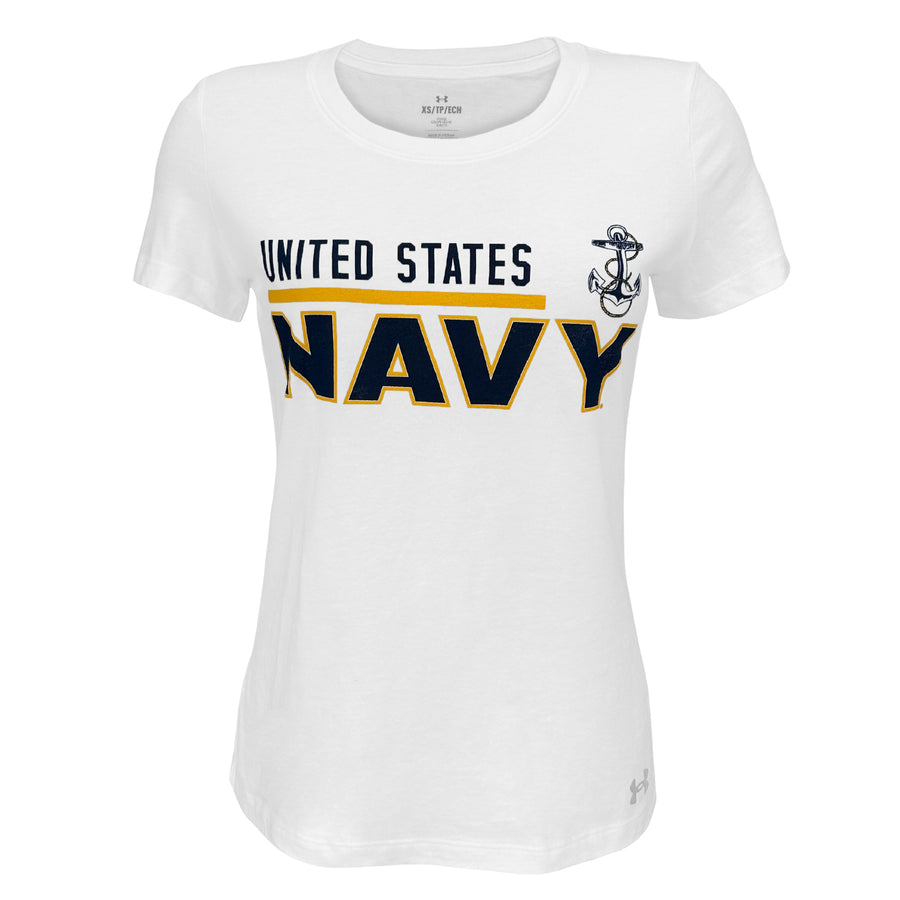 United States Navy Ladies Under Armour T-Shirt (White)