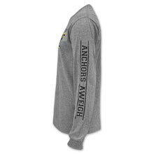 Load image into Gallery viewer, United States Navy Block Anchor Long Sleeve T-Shirt (Grey)
