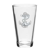 Load image into Gallery viewer, Navy Anchor Set of Two 16oz Classic Mixing Glasses*