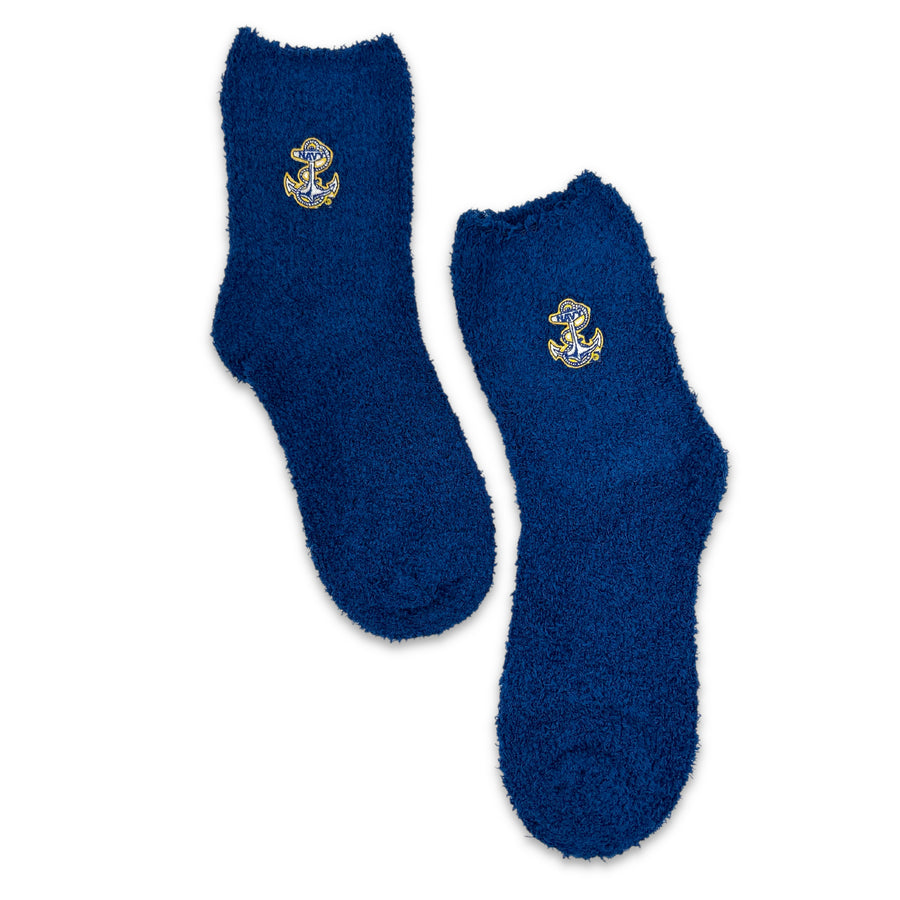 Navy Anchor Ladies Cozy Socks (Navy)