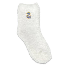 Load image into Gallery viewer, Navy Anchor Ladies Cozy Socks (White)