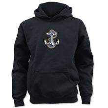 Load image into Gallery viewer, Pick Your Design Navy Youth Hooded Sweatshirt (Black)