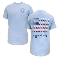 Load image into Gallery viewer, Puppie Love USA Flag T-Shirt (Light Blue)