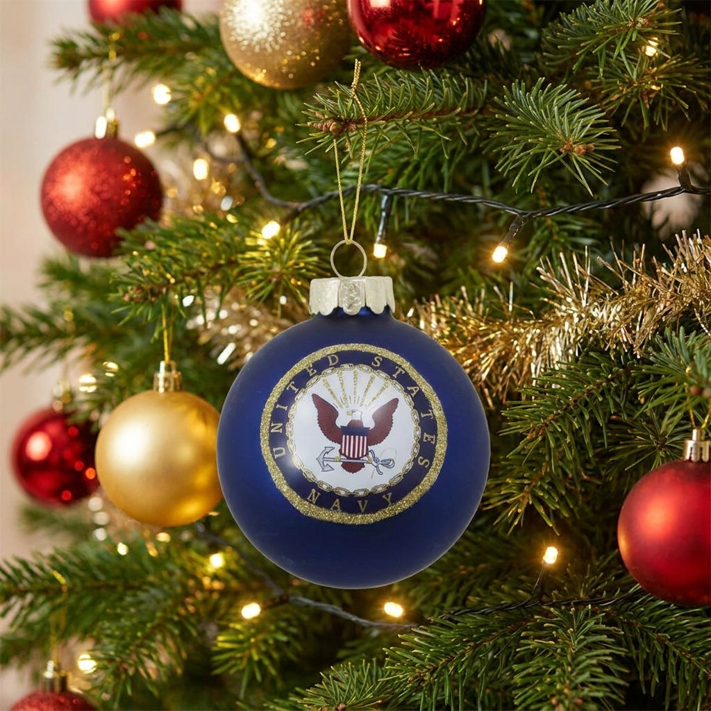 United States Navy Seal Glass Ball Ornament (Navy)