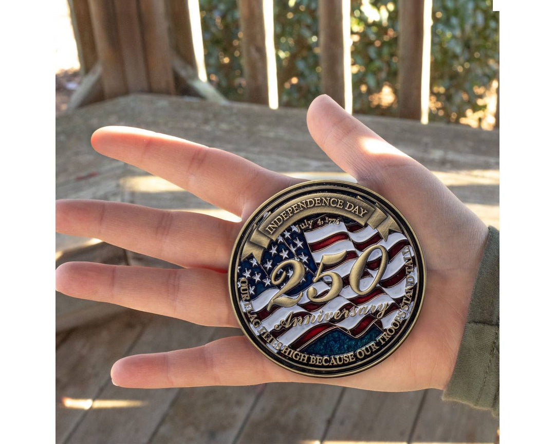 Exclusive Limited Edition 3”x3” America 250 Challenge Coin