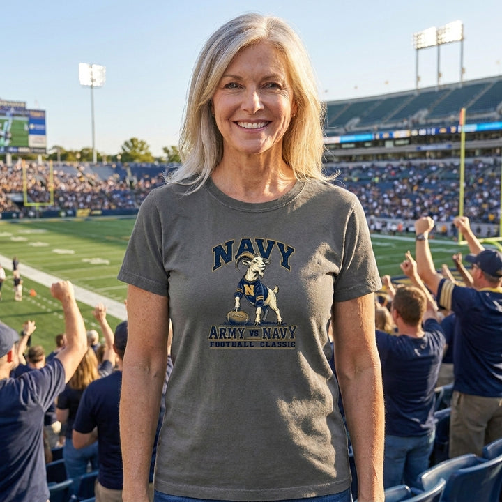 Women's Navy Football Classic T-Shirt (washed charcoal)
