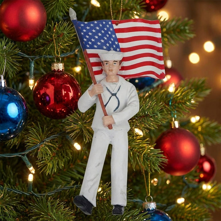 Navy Sailor With Flag Ornament