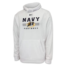 Load image into Gallery viewer, Navy Under Armour Football Armour Fleece Hood (White)
