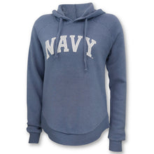 Load image into Gallery viewer, Navy Ladies Jordan Angel Fleece Hood (Stonewash)