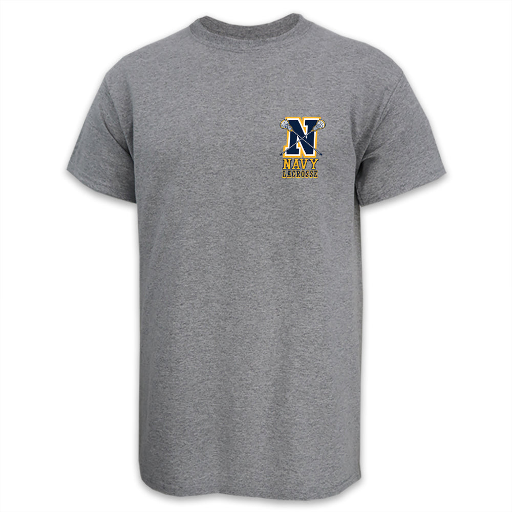 NAVY LACROSSE LOGO T-SHIRT (GREY)