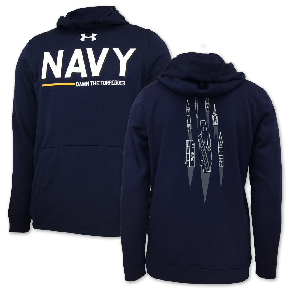 Navy Sweatshirts: Navy Under Armour Damn The Torpedoes Ship