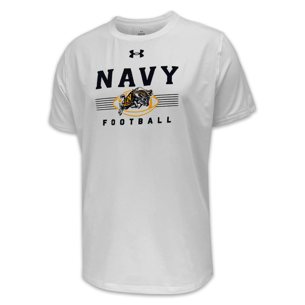 Navy Under Armour Football Tech Stretch T-Shirt (White)