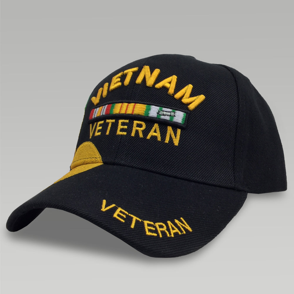 Trade Winds Vietnam Veteran Medallion Black PU Leather Adjustable Cap