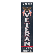 Load image into Gallery viewer, Veterans Leaning Sign Welcome (11x46)