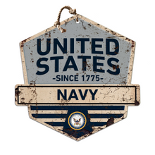 Load image into Gallery viewer, Navy Rustic Badge Logo Sign