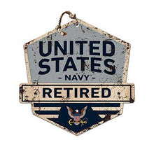 Load image into Gallery viewer, Rustic Badge Retired Sign Navy