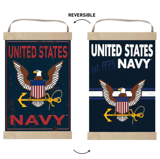 Navy Faux Rusted Reversible Banner