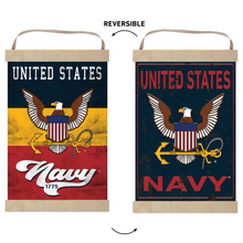 Load image into Gallery viewer, Navy Reversible Banner Sign Retro Multi Color*