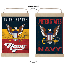 Load image into Gallery viewer, Navy Reversible Banner Sign Retro Multi Color