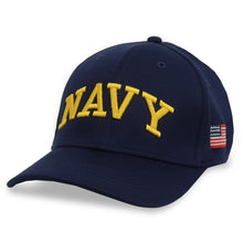 Load image into Gallery viewer, Navy American Flag Cool Fit Structured Stretch Fit Hat (Navy)