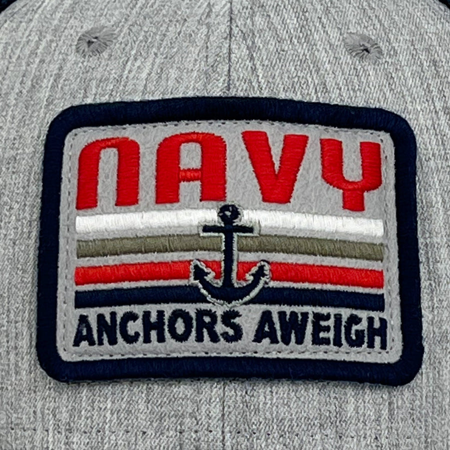 USN Anchor Lo-Pro Snapback Trucker Hat (Grey/Navy)